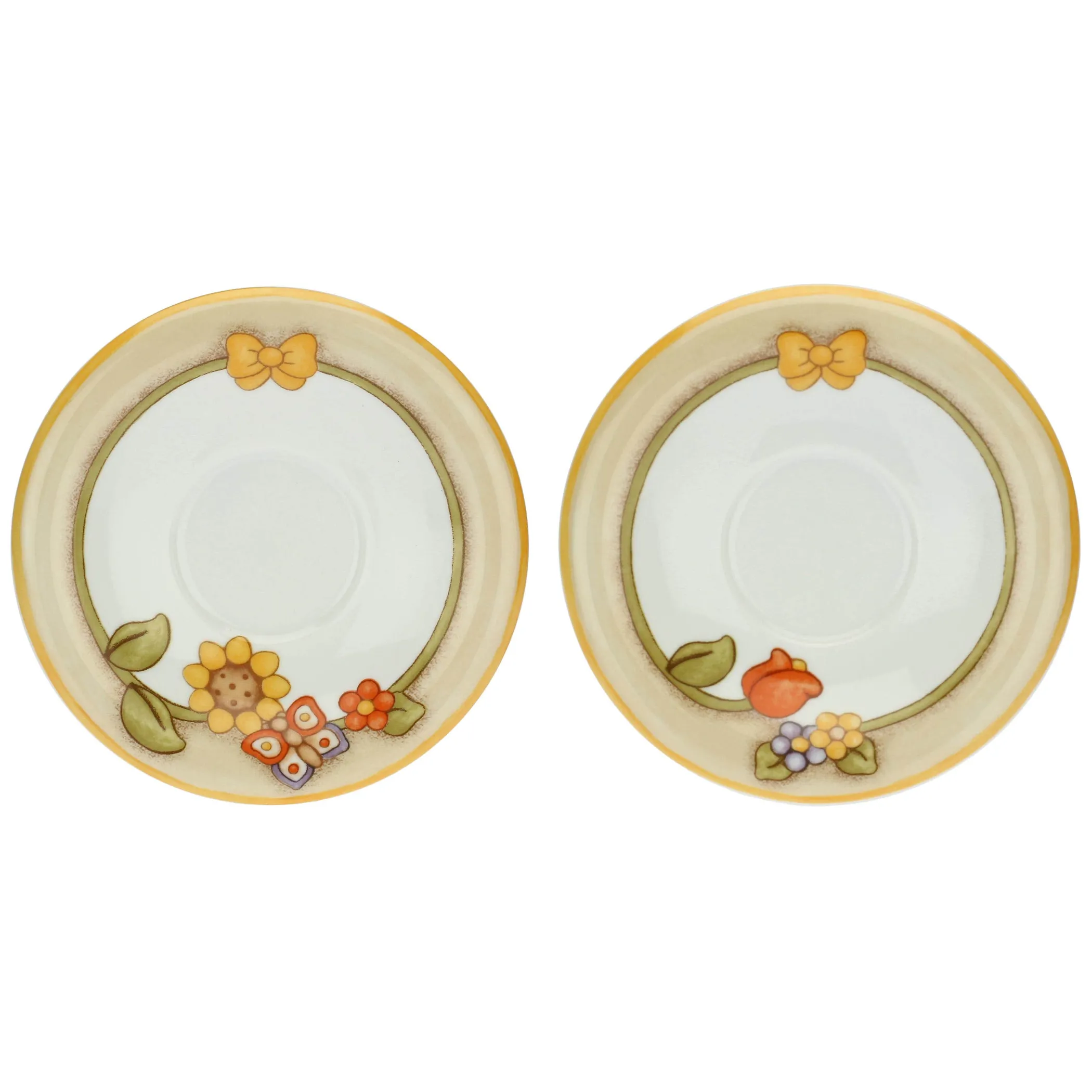 THUN Set 2 tazze Country con fiori, farfalla e uccellino medio* Country|Set Tazzine E Tazze