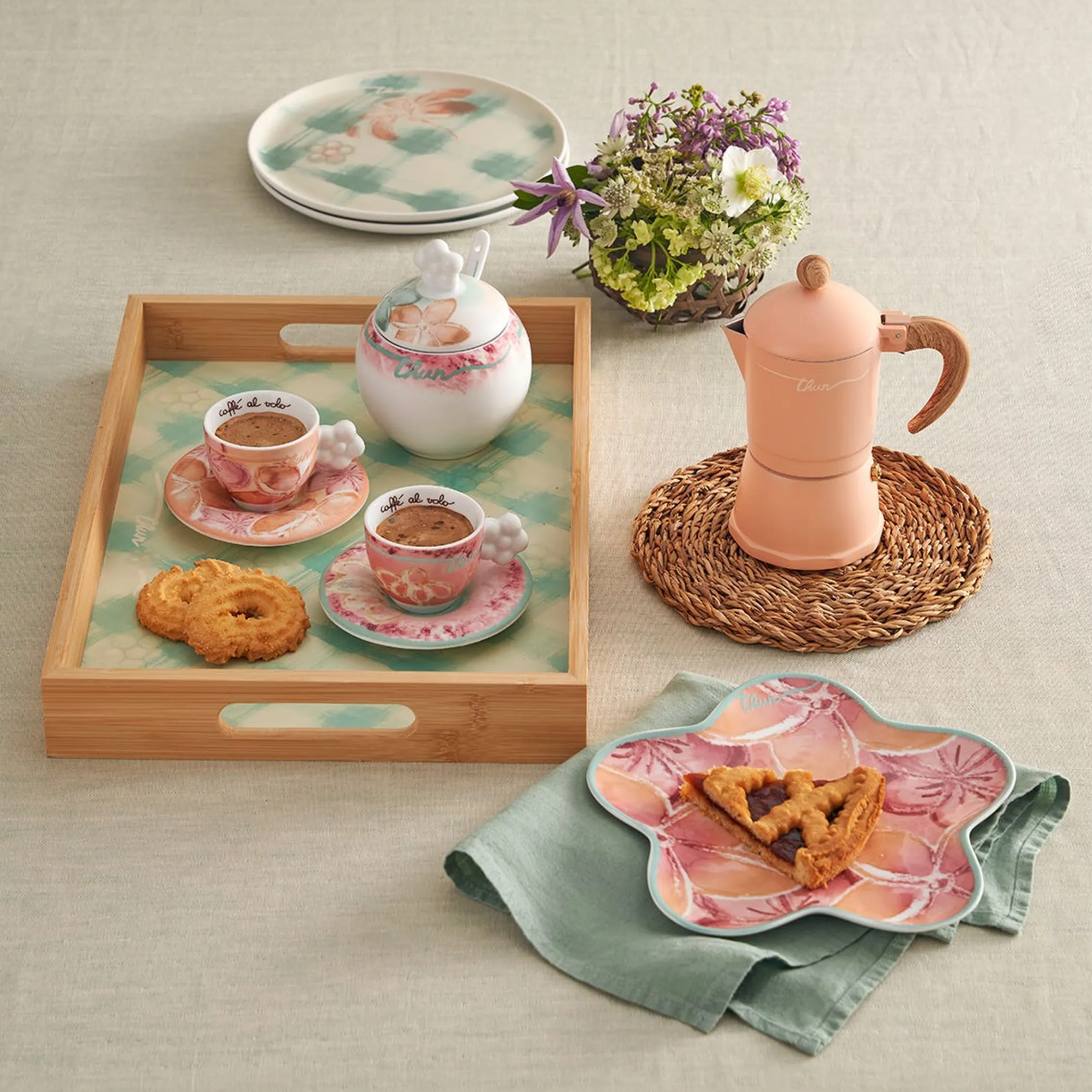 THUN Set 2 tazzine caffè con zuccheriera in porcellana Bloomia* Zuccheriere|Set Tazzine E Tazze