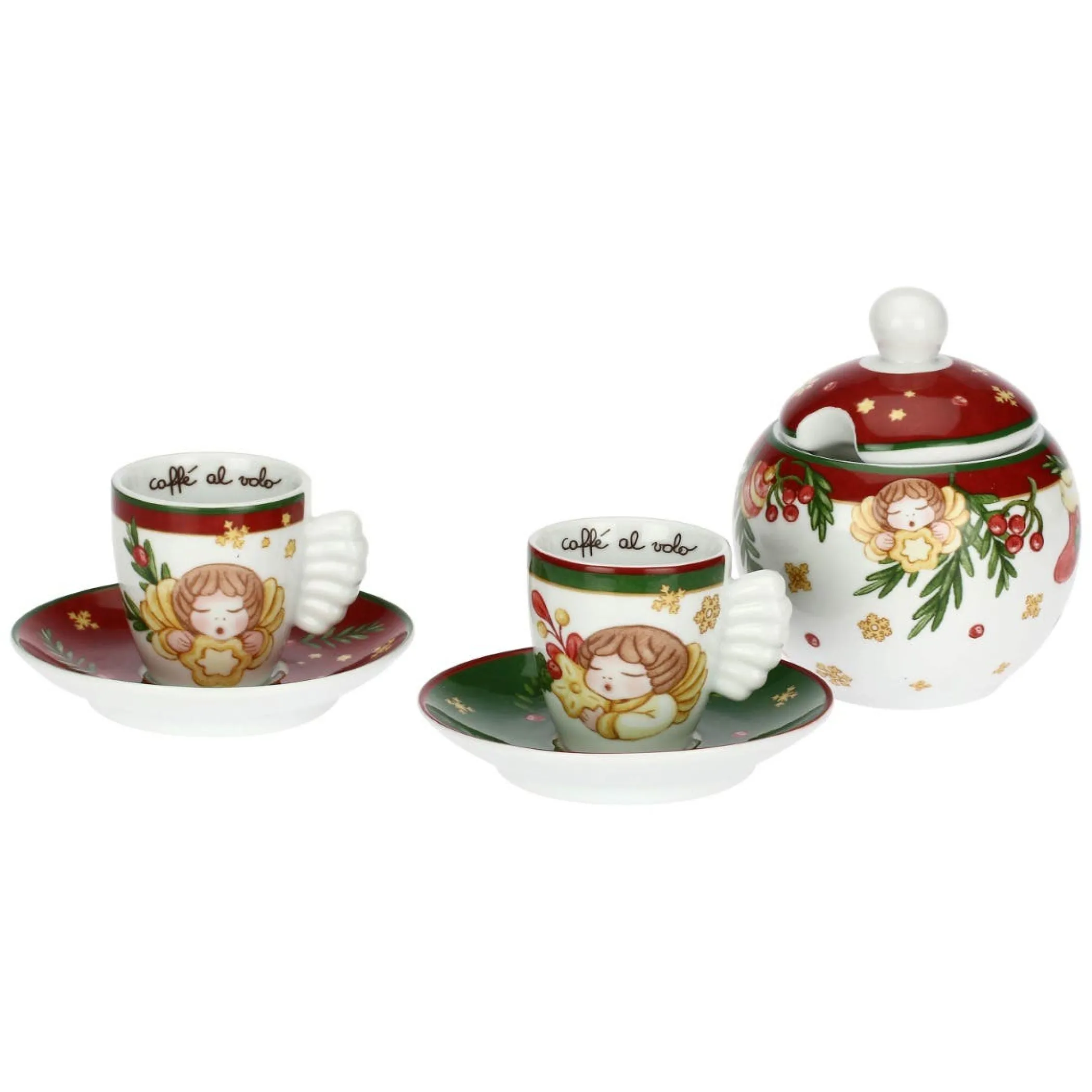 THUN Set 2 tazzine espresso e zuccheriera in porcellana Sorprese di Natale* Set Tazzine E Tazze|Accessori Natalizi Per La Tavola