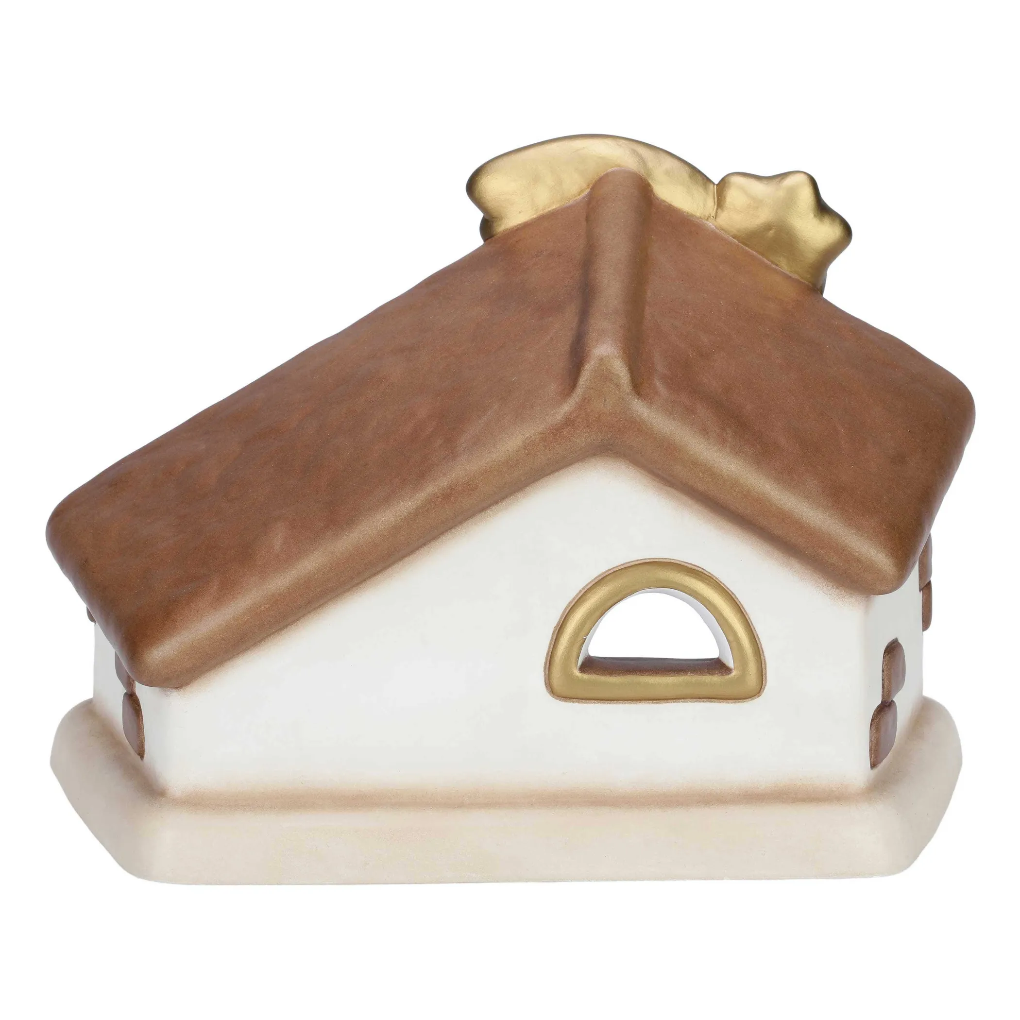 THUN Set capanna con stella cometa e Sacra Famiglia con Gesù, Giuseppe e Maria rosso* Presepe