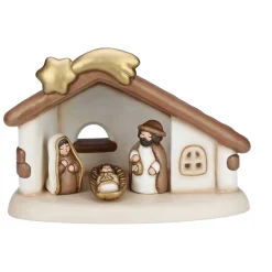 THUN Set capanna con stella cometa e Sacra Famiglia con Gesù, Giuseppe e Maria bianco* Presepe