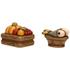 THUN Set cassetta frutta e cesto con pesce in ceramica Presepe Classico* Presepe