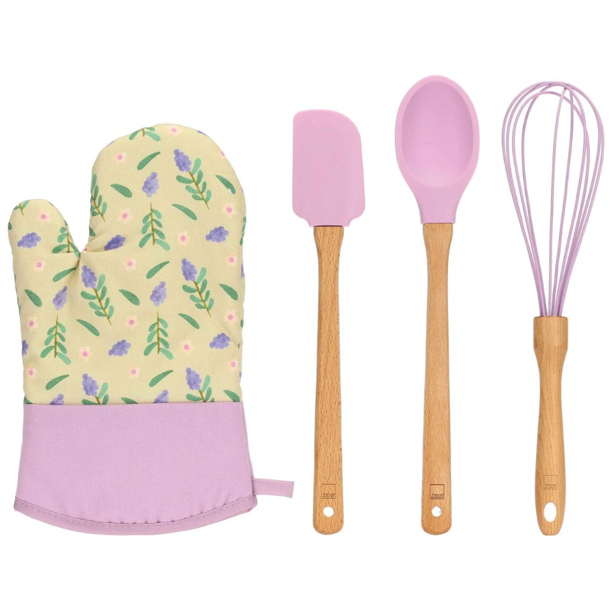 THUN Set guantone in cotone e mestoli in legno Sorprese di Pasqua* Regali Per Chi Ama Cucinare