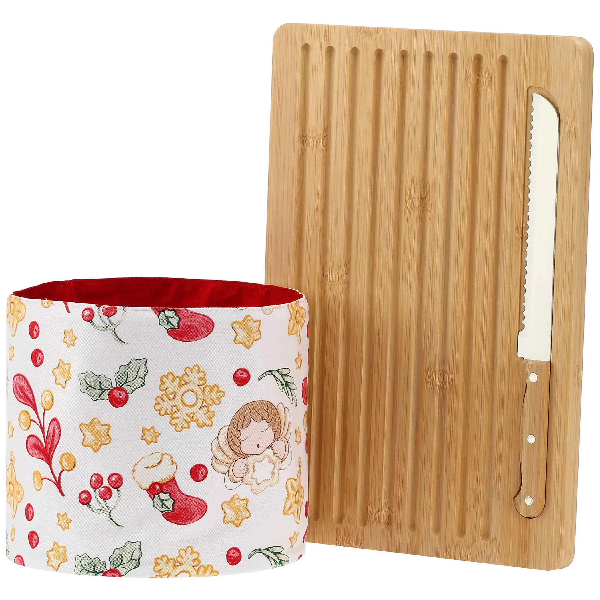 THUN Set tagliere in legno e sacchetto porta pane Sorprese di Natale* Altri Complementi Per La Tavola|Accessori Natalizi Per La Tavola