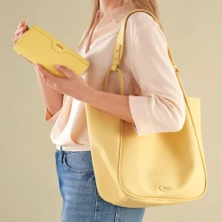THUN Shopper in ecopelle con pochette interna, gialla* Borse, Portafogli E Trousse