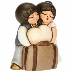 THUN Sposini in viaggio con cuore e valigia in ceramica, piccoli* Bomboniere Anniversario|Bomboniere Matrimonio
