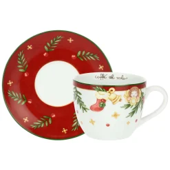 THUN Tazza colazione con piattino in porcellana Sorprese di Natale* Set Tazzine E Tazze|Accessori Natalizi Per La Tavola