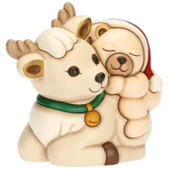 THUN Teddy a cavallo della Renna Robin in ceramica, medio* Teddy|Addobbi Natalizi