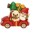 THUN Teddy e gnomo Oliver con macchina in ceramica* Figure|Addobbi Natalizi