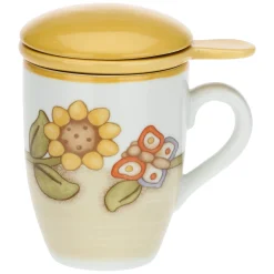 THUN Tisaniera in porcellana Country con girasole e farfalla* Country|Mug Tazze E Tisaniere