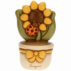 THUN Vasetto soprammobile con girasole e coccinella - Auguri medio* Country|Vasi E Coprivasi
