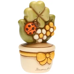 THUN Vasetto soprammobile con quadrifoglio e coccinella - Buona Fortuna medio* Country|Vasi E Coprivasi