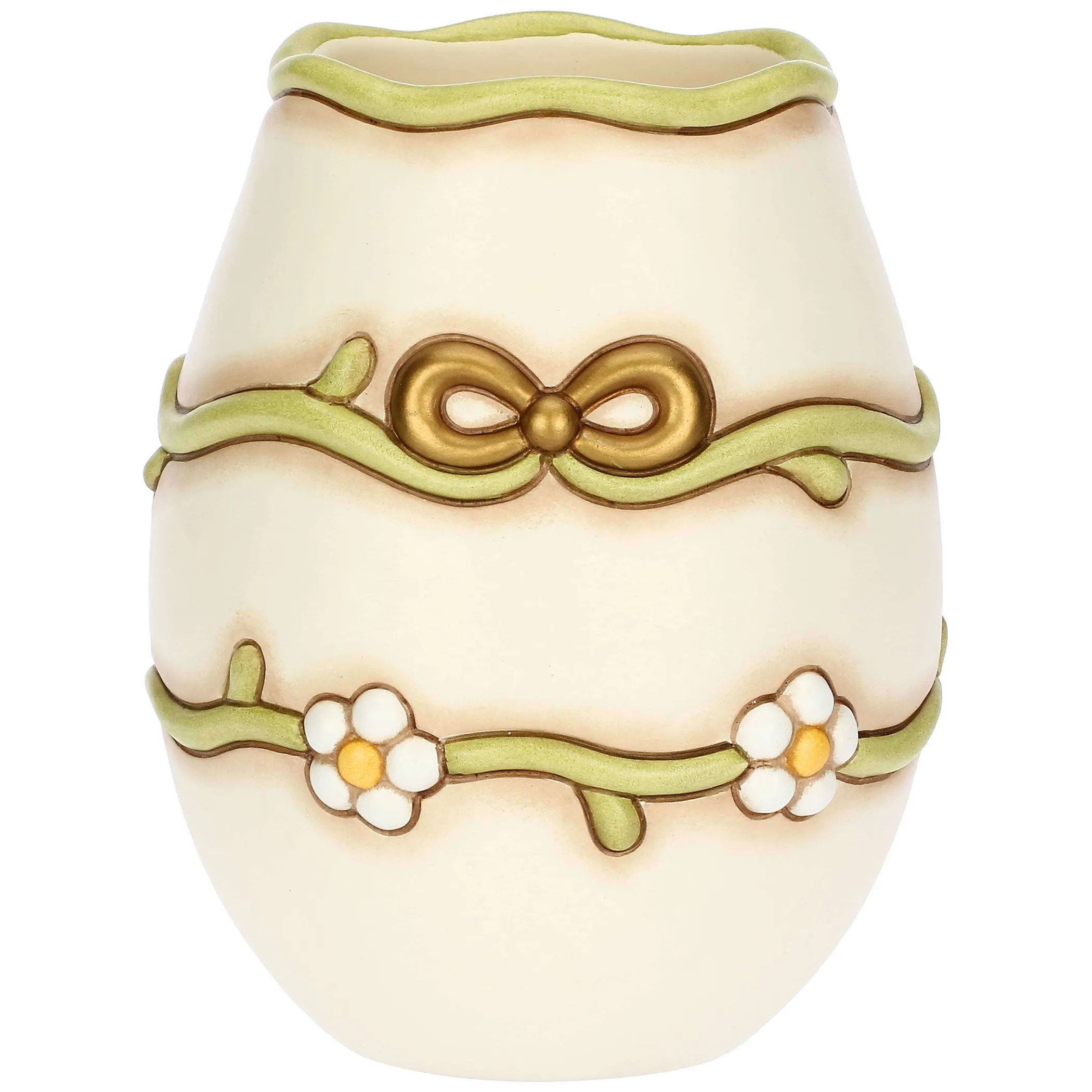 THUN Vaso con margherite e fiocco in ceramica, medio* Vasi E Coprivasi